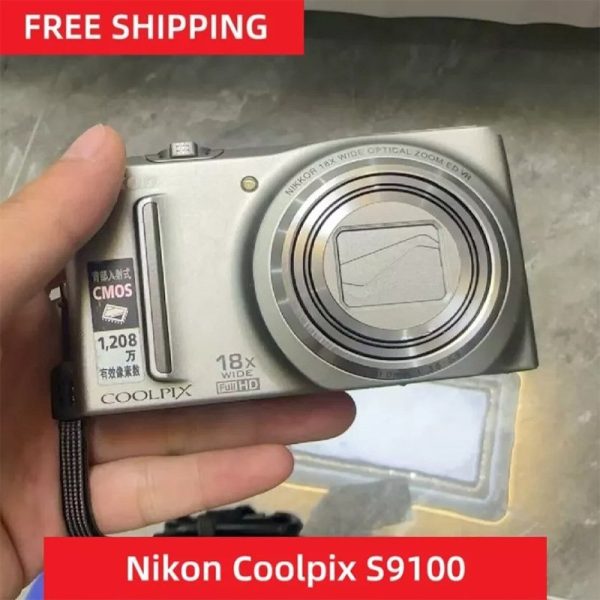 Nikon Coolpix S9100 Compact Digital Camera 12.1 Megapixels 18x Wide Zoom Sliver Refurbished