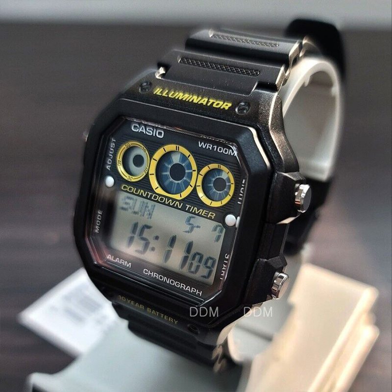 Casio Digital Men Watch Ae 1300wh 1a Resin Strap Black Original Refurbished1