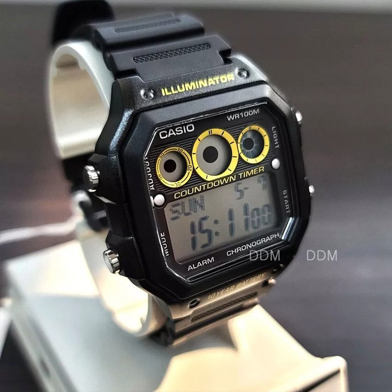 Casio Digital Men Watch Ae 1300wh 1a Resin Strap Black Original Refurbished2