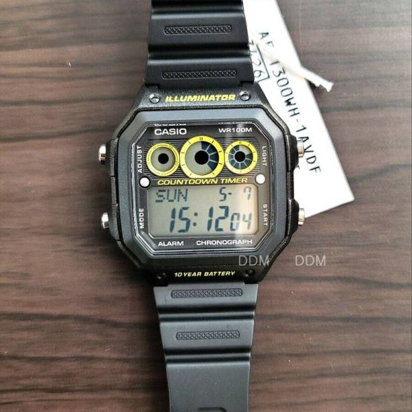 Casio Digital Men Watch Ae 1300wh 1a Resin Strap Black Original Refurbished3
