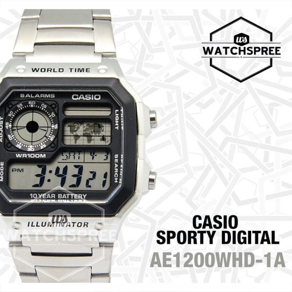 Casio Standard Digital Sport Silver Stainless Steel Watch Ae 1200whd 1a Refurbished1