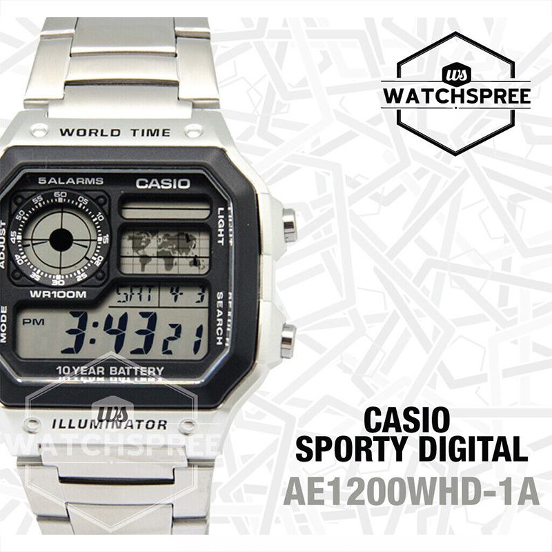 Casio Standard Digital Sport Silver Stainless Steel Watch Ae 1200whd 1a Refurbished1
