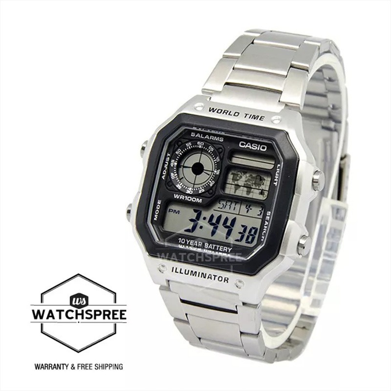 Casio Standard Digital Sport Silver Stainless Steel Watch Ae 1200whd 1a Refurbished2