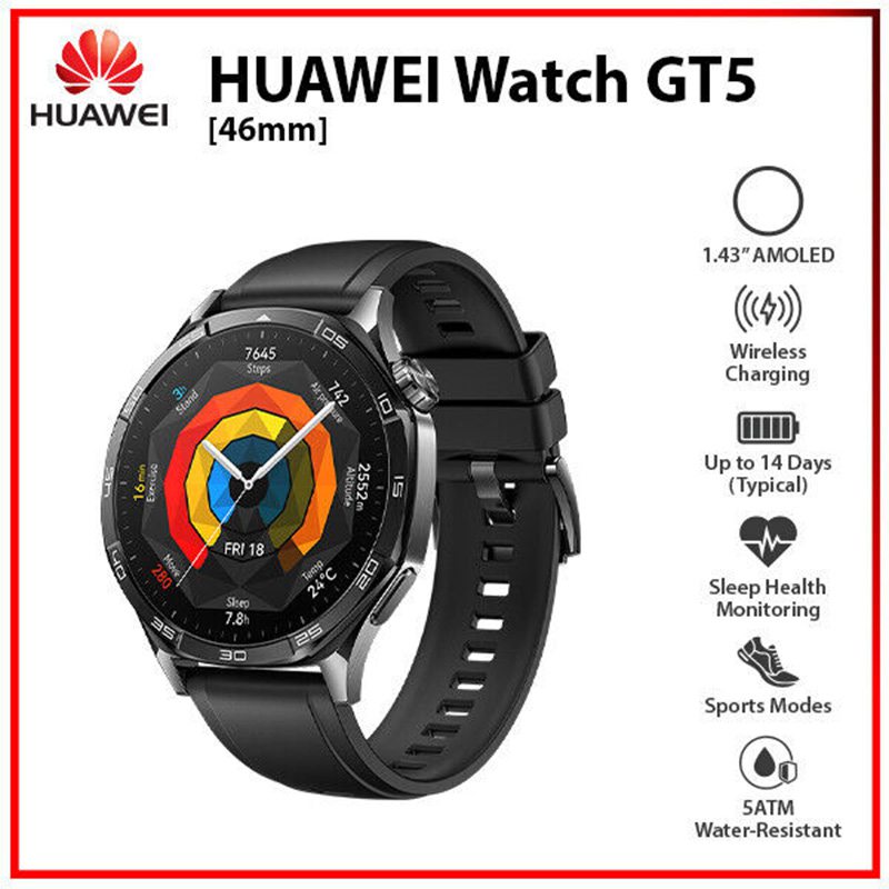 Huawei Watch Gt 5 46mm Black 1.43 Amoled Bluetooth Ios Android Smartwatch Refurbished2