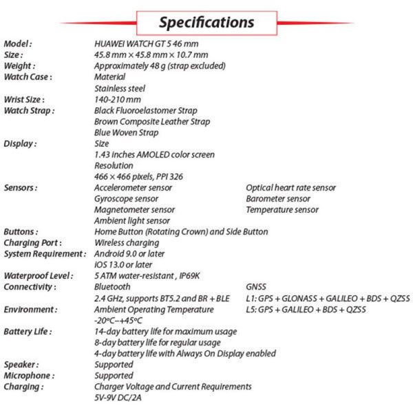 Huawei Watch Gt 5 46mm Black 1.43 Amoled Bluetooth Ios Android Smartwatch Refurbished3