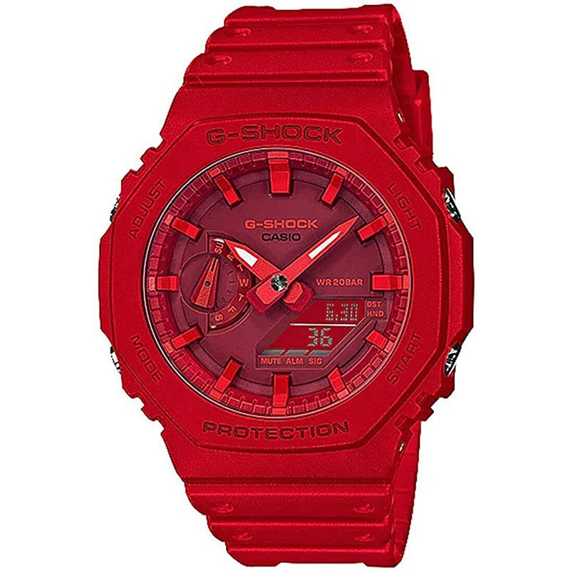 New Casio Oak G Shock Ga2100 4 Ad Digital Carbon Resin Red Men's Watch Refurbished3